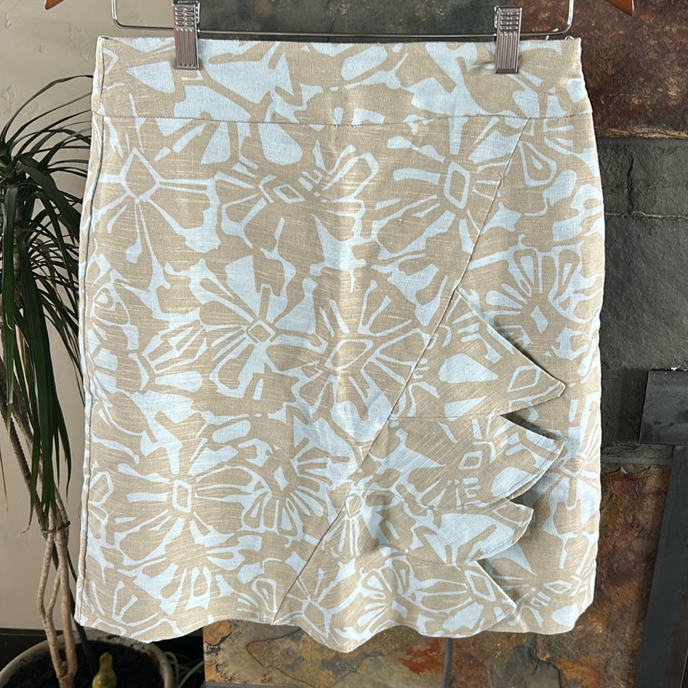 Downeast Basics Floral Ruffled Ramie Skirt